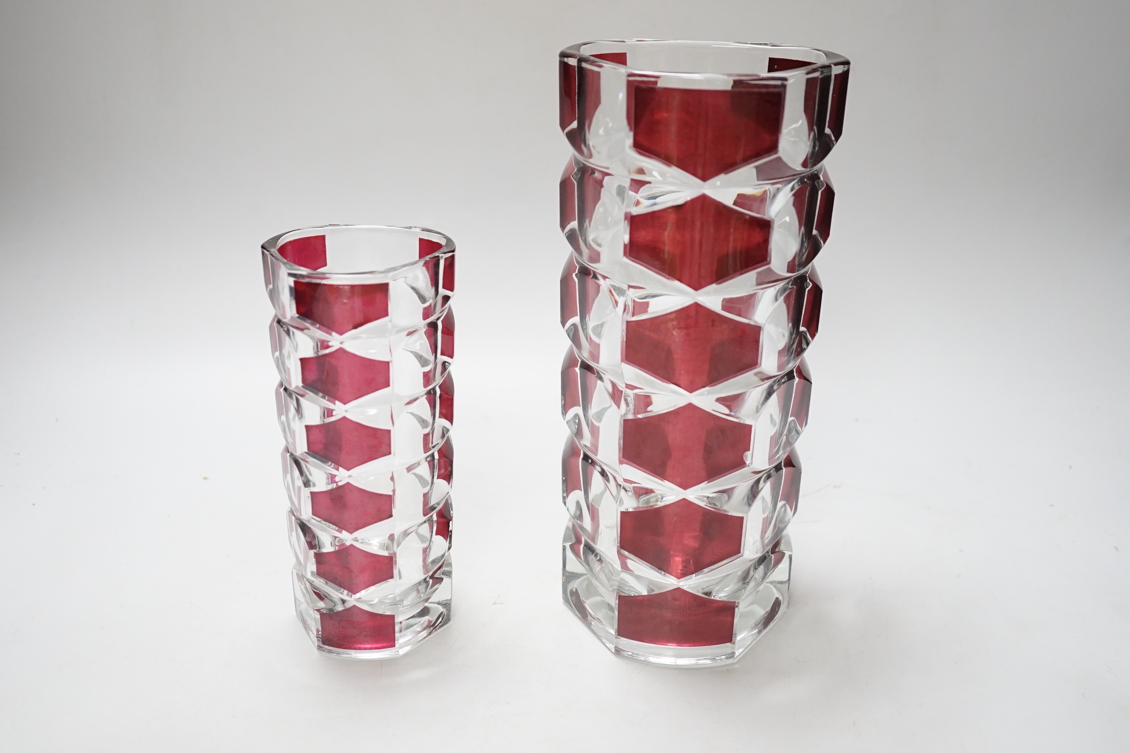 Two French studio ruby flashed glass vases, largest 24cm high